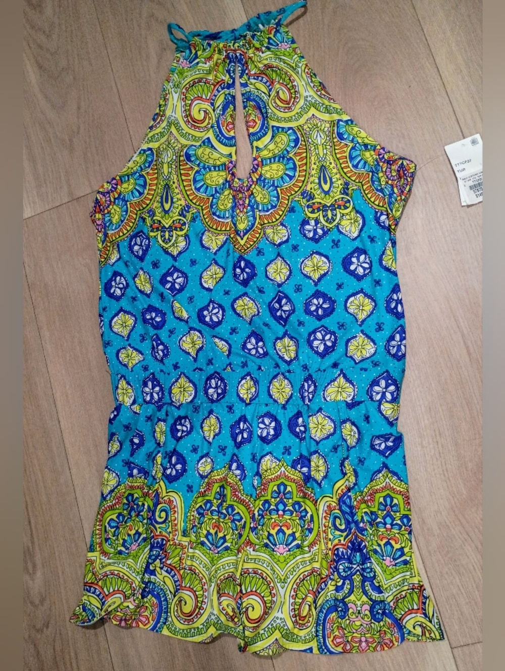 Trina Turk Turquoise Corsica Swim Coverup Romper L - Picture 2 of 4